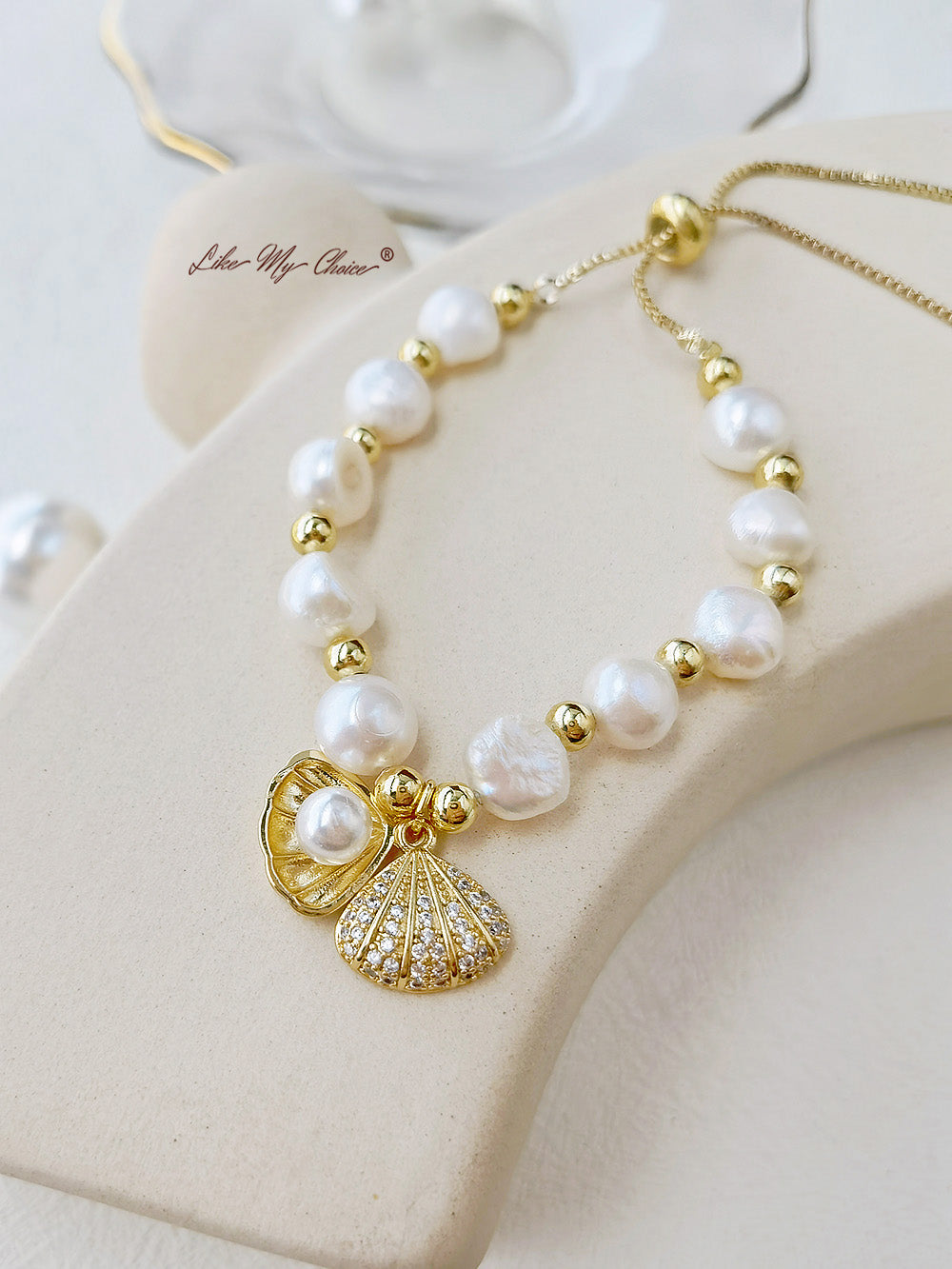 Gold Pearl Shell Bracelet