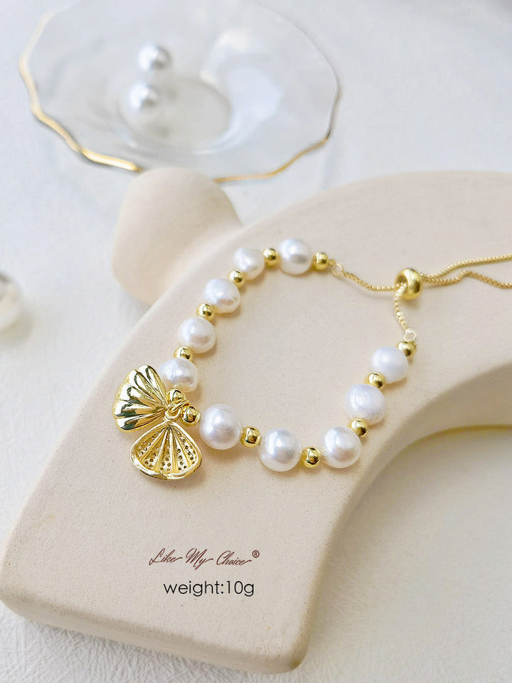 Gold Pearl Shell Bracelet