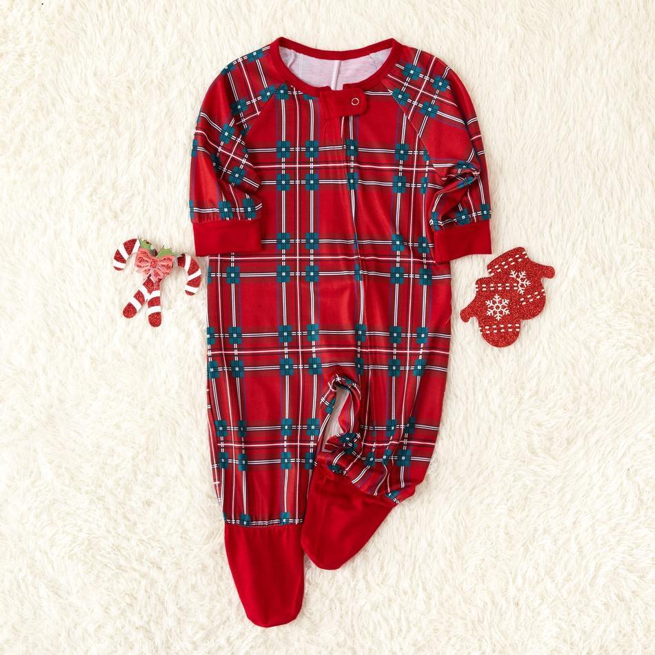 Vánoční kostkované klopové rodinné sady pyžama