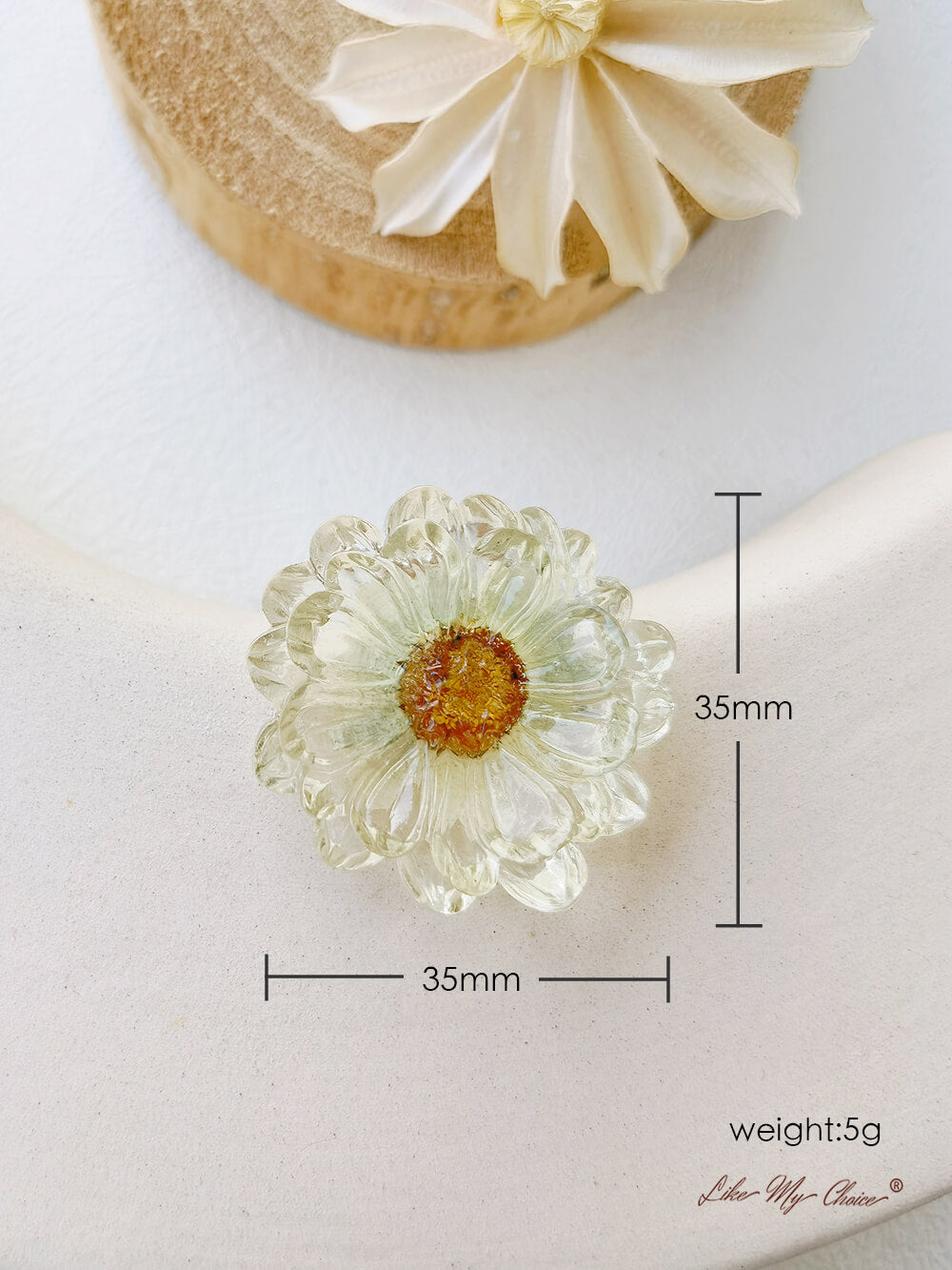 Geperste Flower Drop Earring - Pastorale Hars Daisy