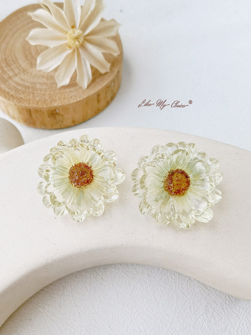 Geperste Flower Drop Earring - Pastorale Hars Daisy