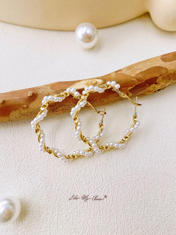 Whimsical Pearl Muses: Boho-Inspired spiral Pearl Earrings