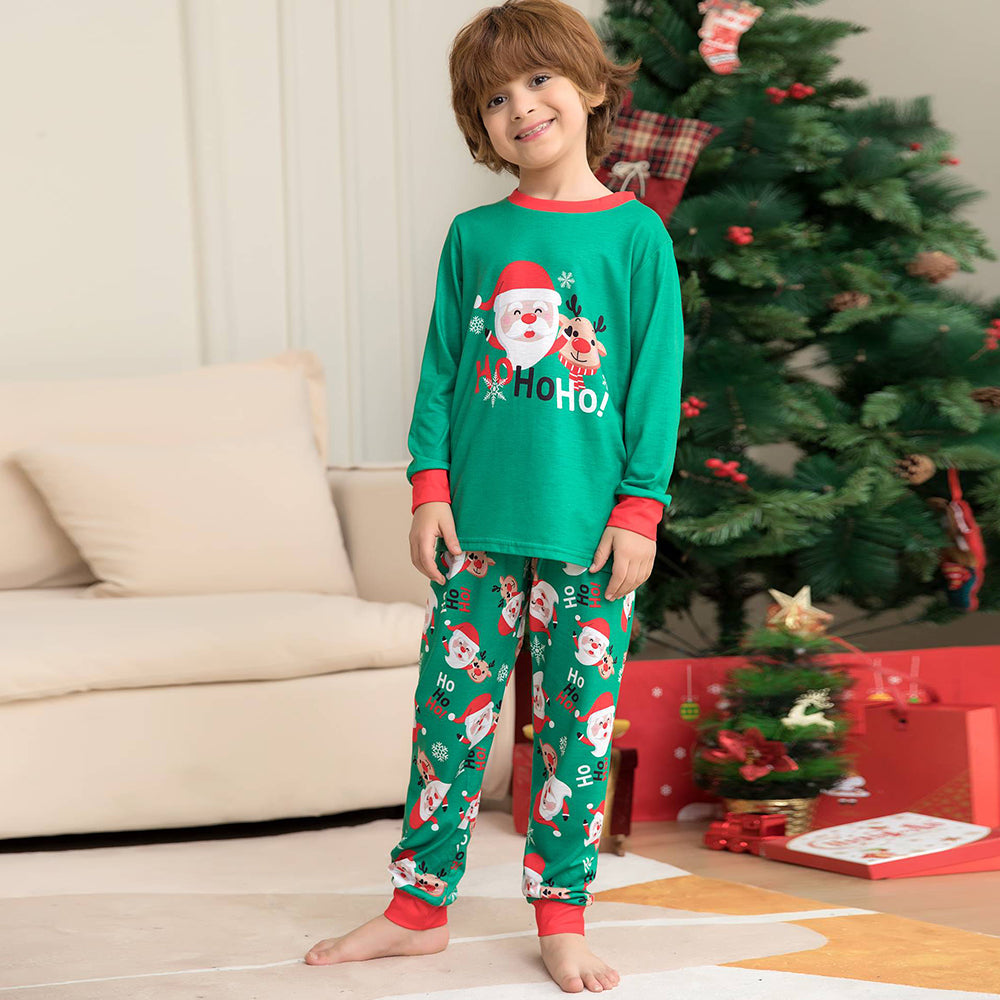Christmas Family Matching Pajamas Set Green Santa Claus Pajamas