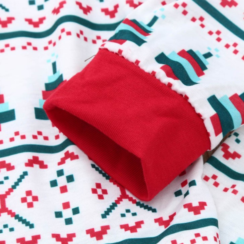 חליפת הורה-ילד מודפסת צווארון עגול לחג המולד