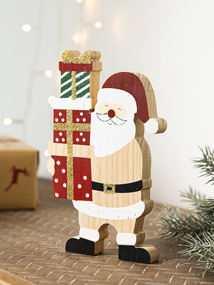 Santa Claus dřevěné ozdoby s pěticípou hvězdou