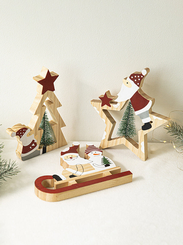 Ornamenti in legno con stella a cinque punte di Babbo Natale