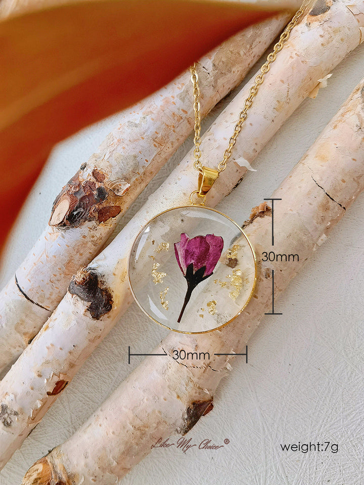 Resin Flower Necklace: August Rose