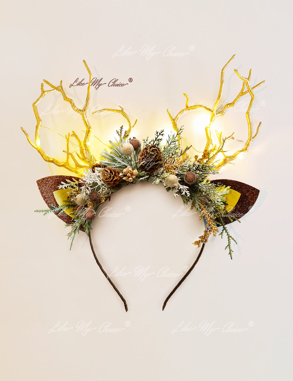 LikeMyChoice® Reindeer Headband- Pine Cone