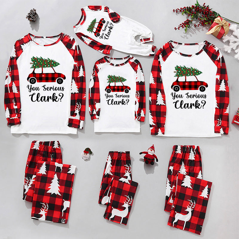 Christmas Tree and Truck Print Family Matching Pajamas Sets