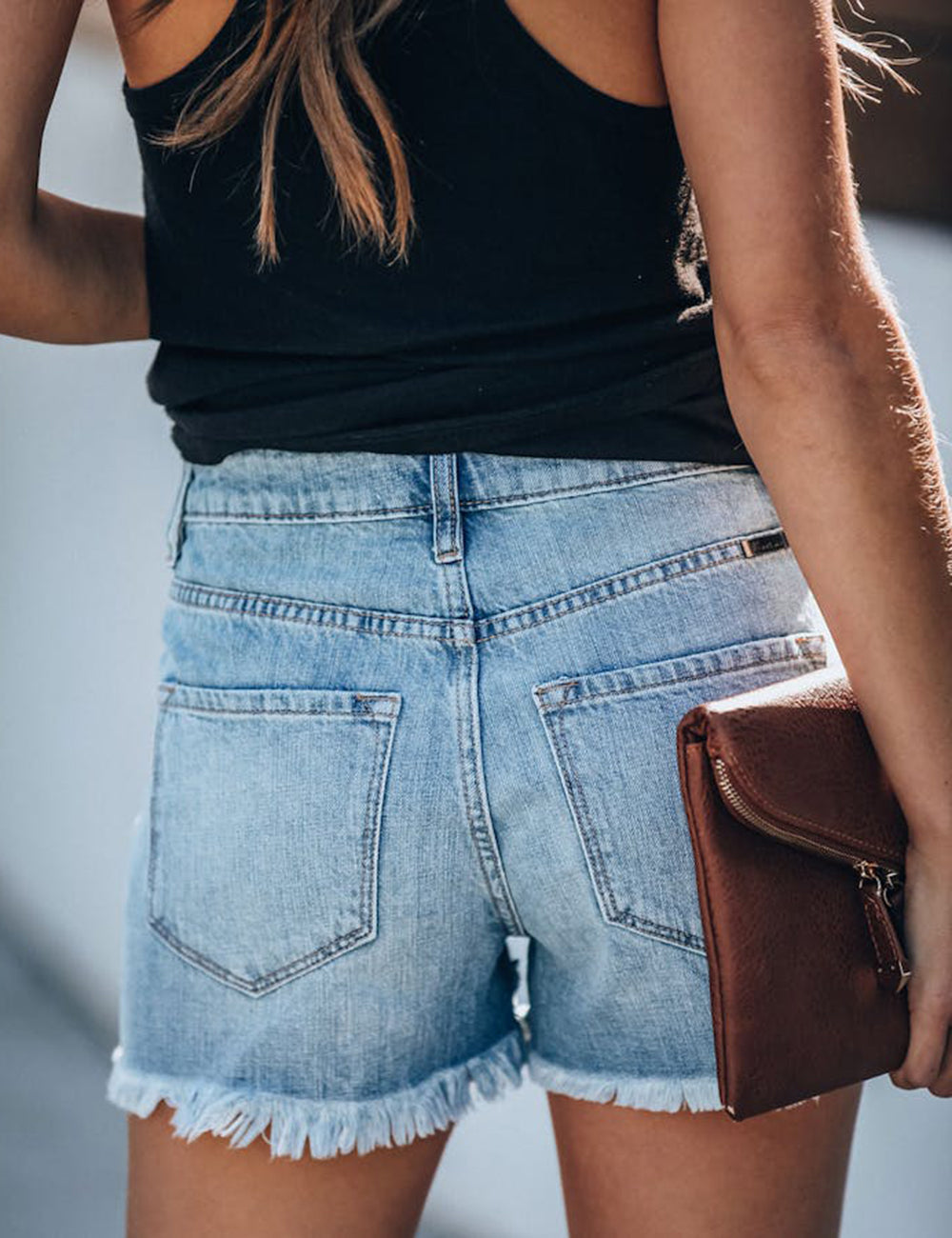 Shorts jeans desgastados de cintura alta Hazel