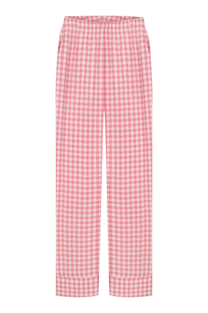 Vaaleanpunainen ruudullinen löysä pyjamasetti