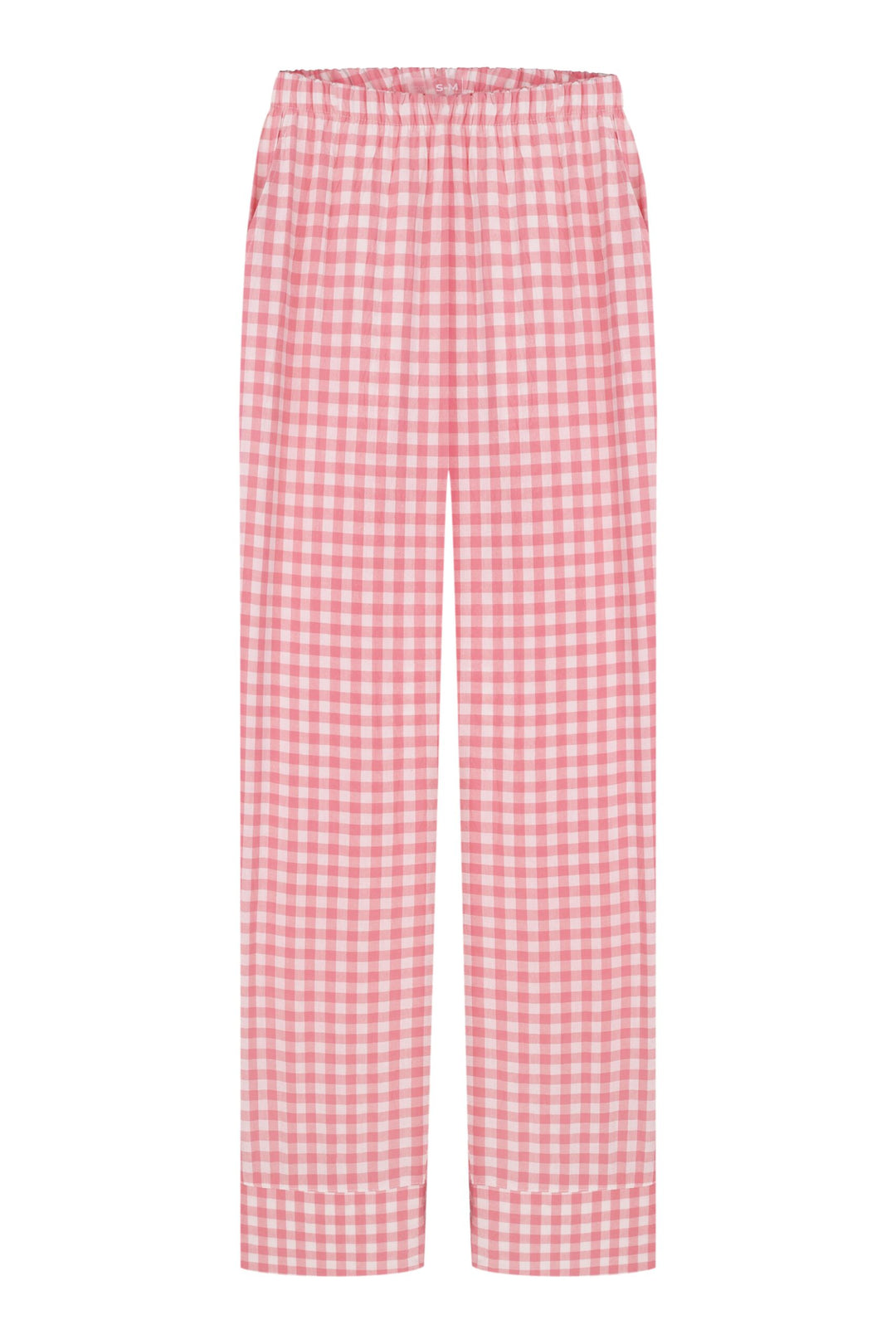 Pink Plaid Løs Pyjamas Sæt