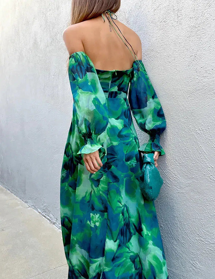 Calista Green Bloom Cut Outs Maxi Dress