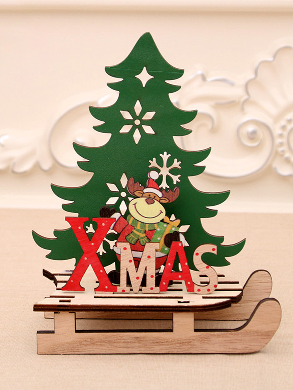 Piezas de rompecabezas de bricolaje con trineo de árbol de Navidad