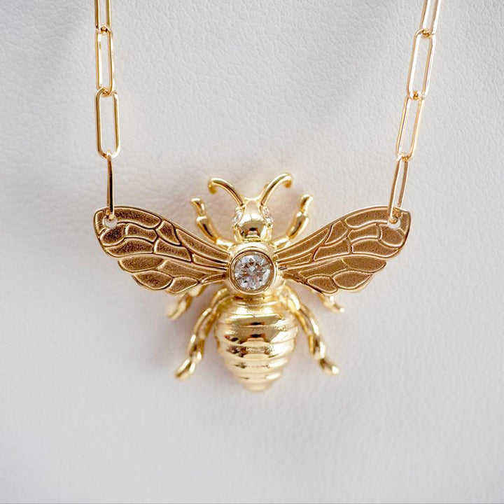 Bee Zircon Pendant Necklace