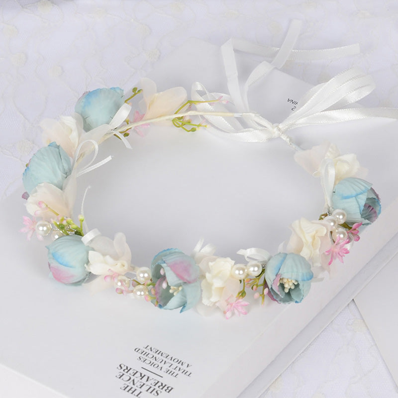 Blue Fairy Pearl Flower Crown
