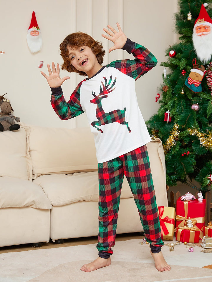 Χριστουγεννιάτικα σετ πιτζάμες με καρό ελάφια Fmalily (με κατοικίδια)