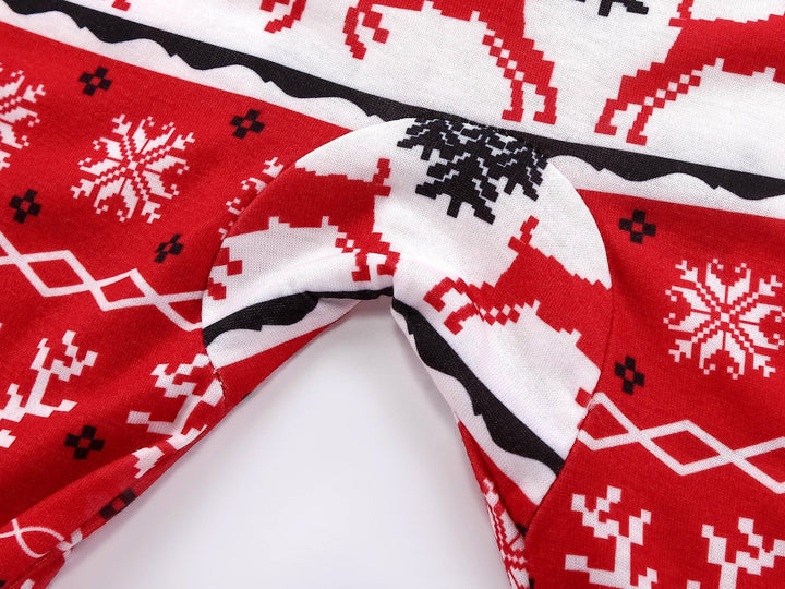 Pijamale cu imprimeu roșu de elan de Crăciun Fmalily asortate