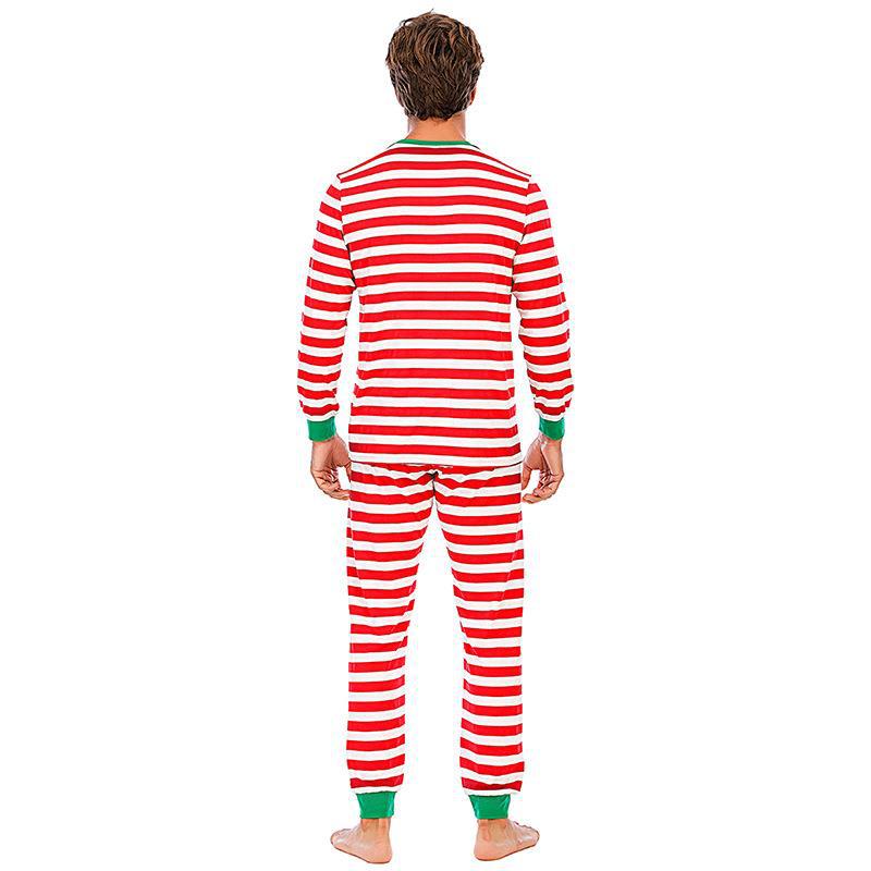 Punavalkoinen raidallinen vihreä kauluskoko perheen yhteensopiva pyjamasetti