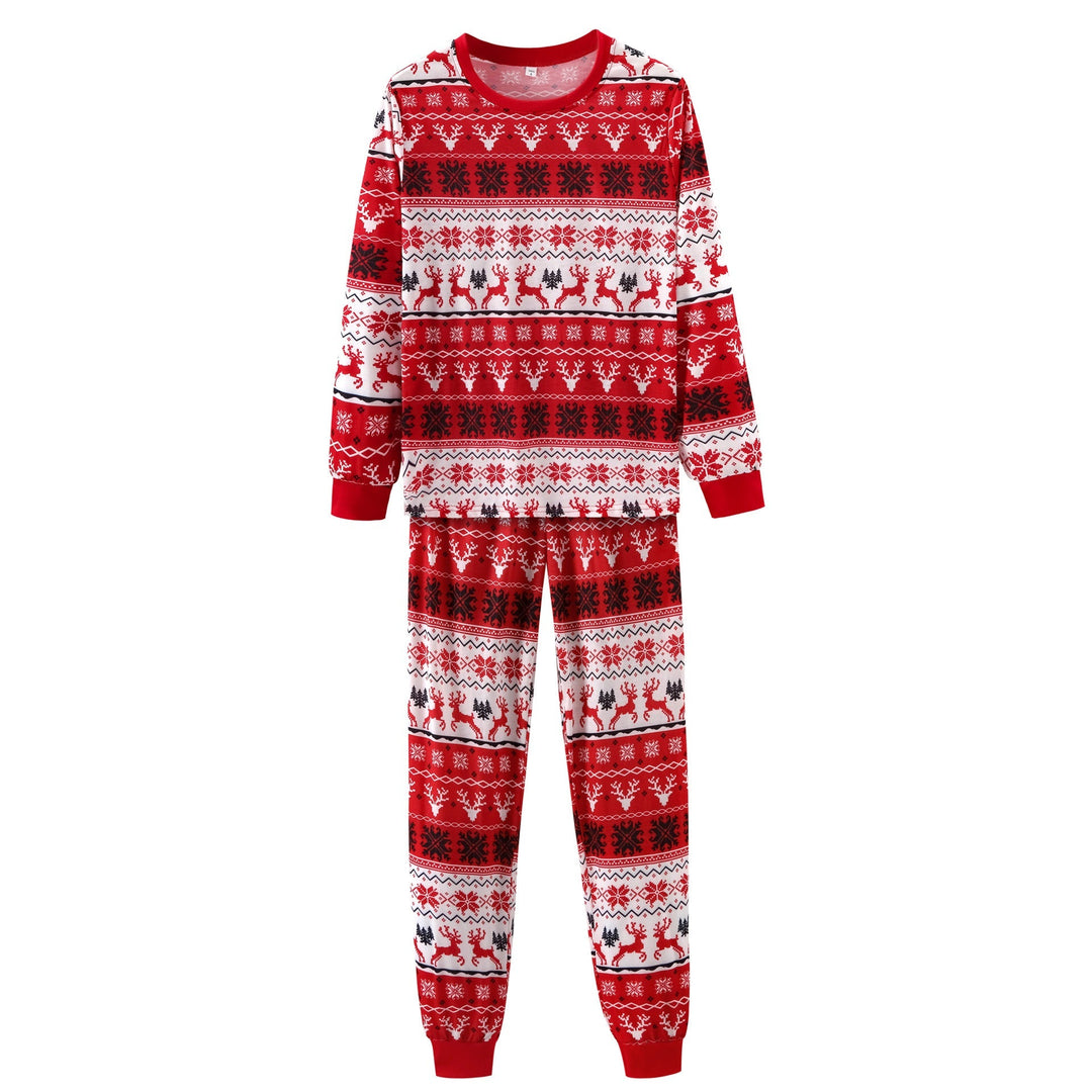 Pijama familiar a juego con estampado de alces navideños rojos