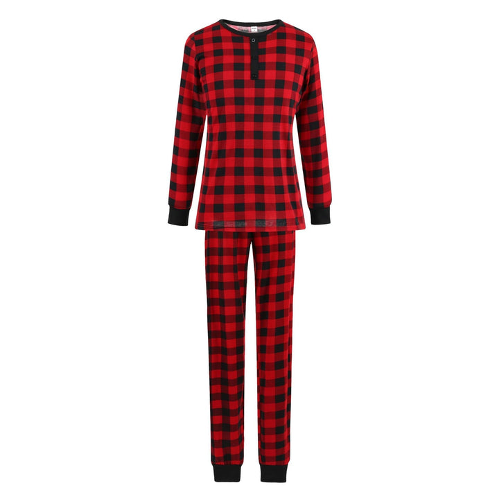 Weihnachtliches schwarz-rot kariertes Familien-Schlafanzug-Set