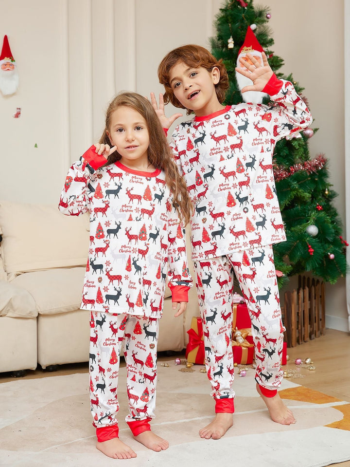 Ensembles de pyjamas assortis à imprimé cerf de Noël