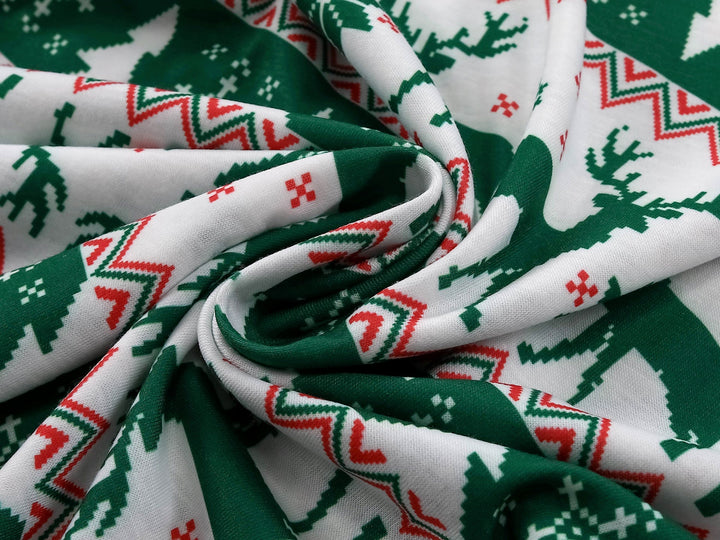 Conjuntos de pijamas familiares de alce navideño verde