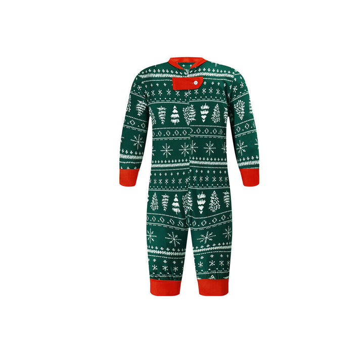 Grønne juletremønstrede familiematchende pyjamassett