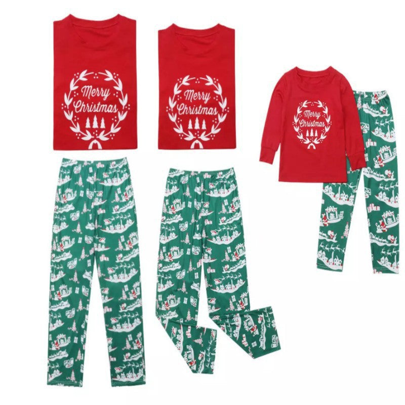 Conjuntos de pijamas combinando com guirlanda de Natal