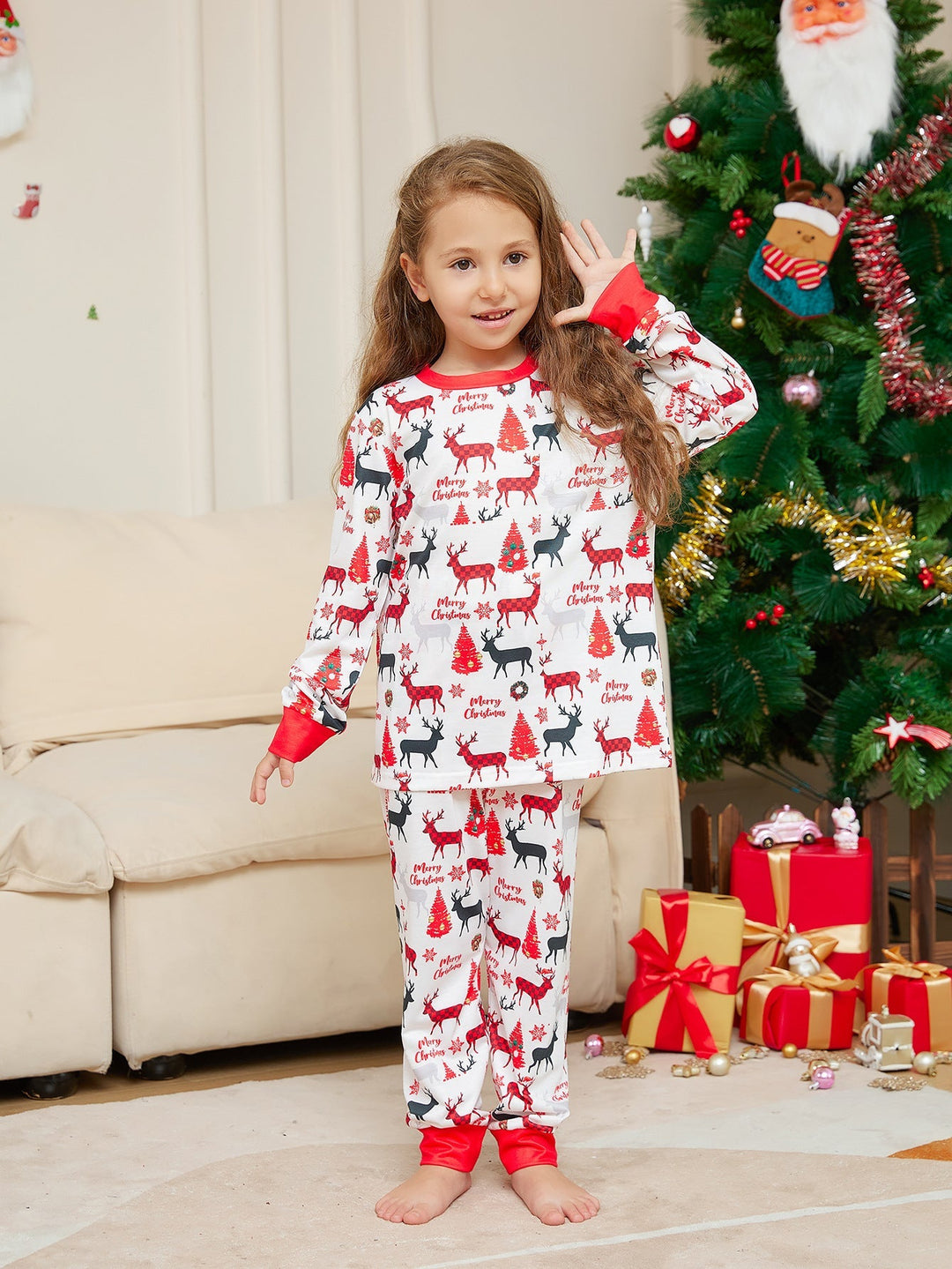 Julehjort Print familiematchende pyjamassæt