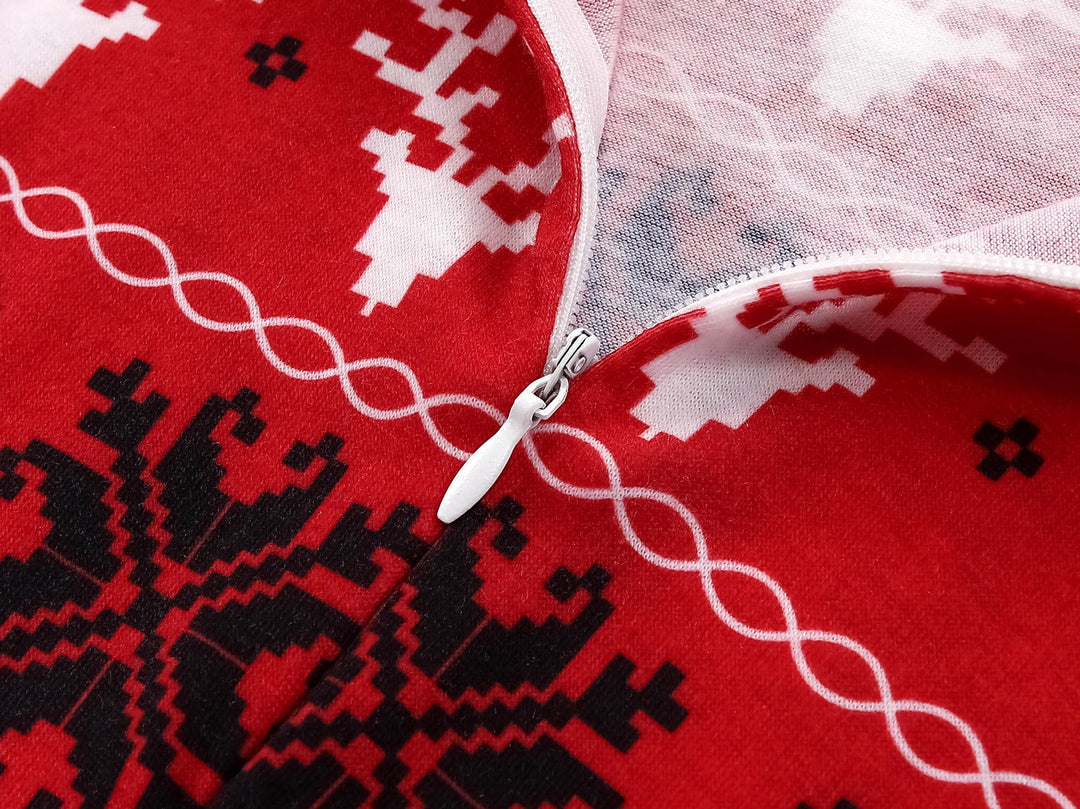 Pyjama assorti Fmalily à imprimé élan de Noël rouge