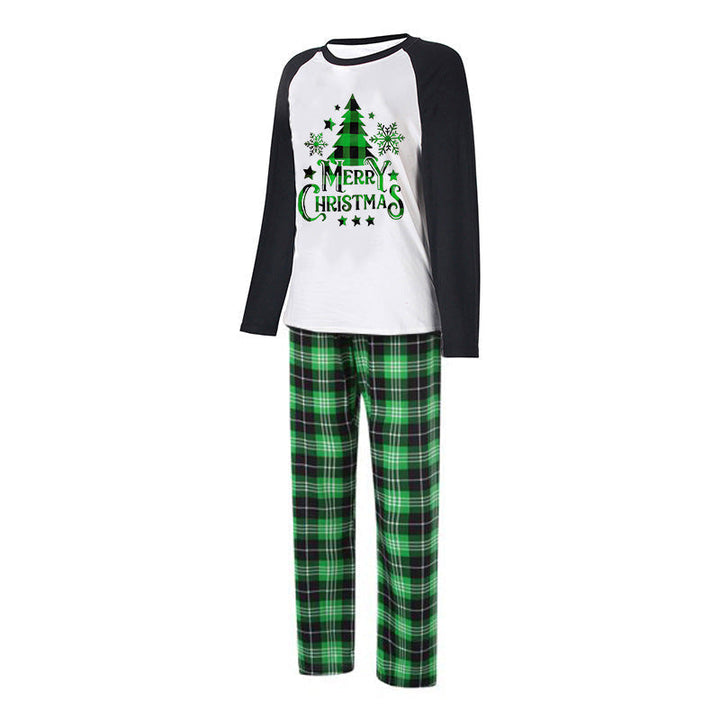 Grønt plaid juletræsmønster Familiematchende pyjamassæt (med kæledyrs hundetøj)