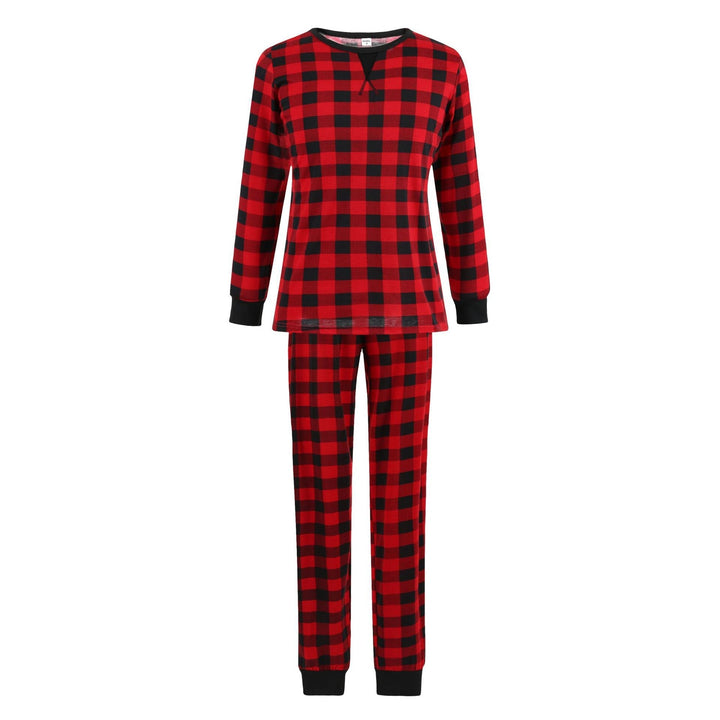 Jouluinen musta-punainen ruudullinen koko perheen pyjamasetti