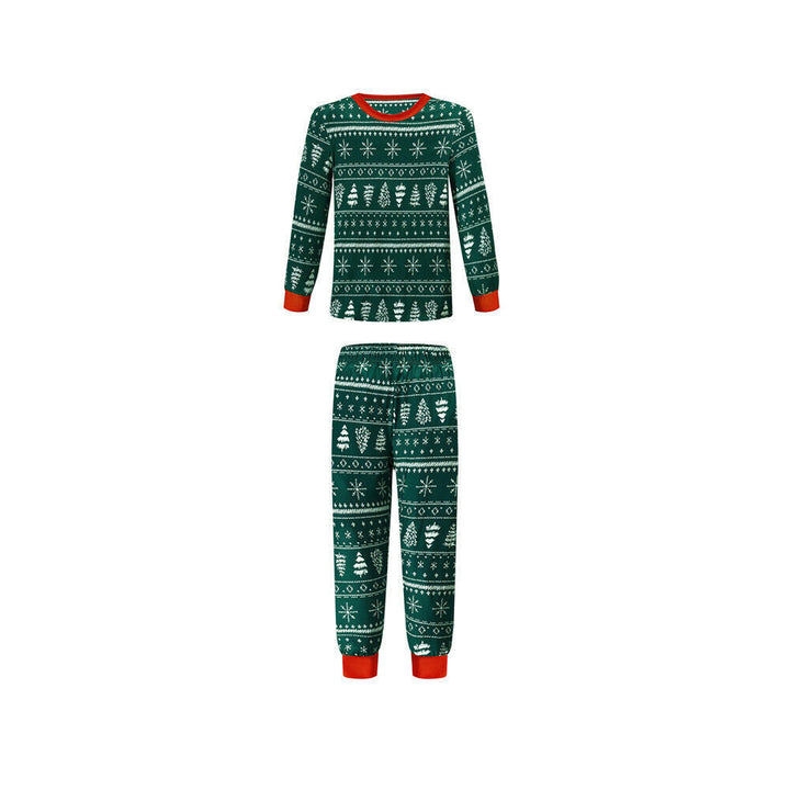 Grønne juletræsmønstrede familiematchende pyjamassæt