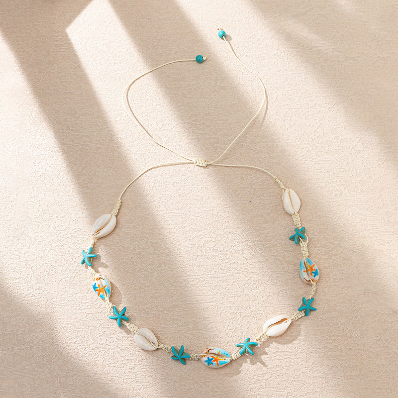 Conjunto de colar e pulseira de concha inspirado no oceano para férias