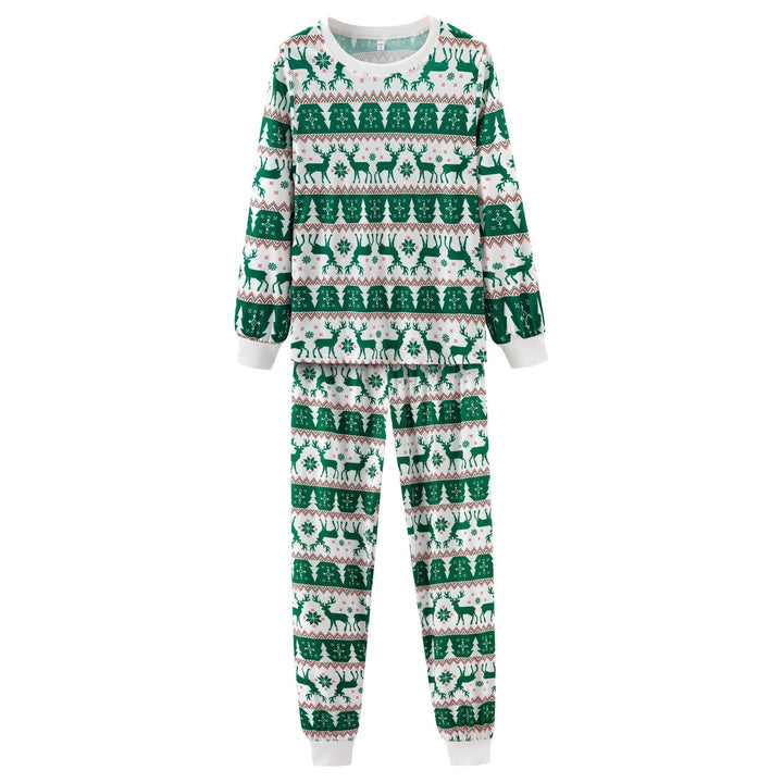 Passende Pyjama-Sets mit Weihnachtselchen in Grün