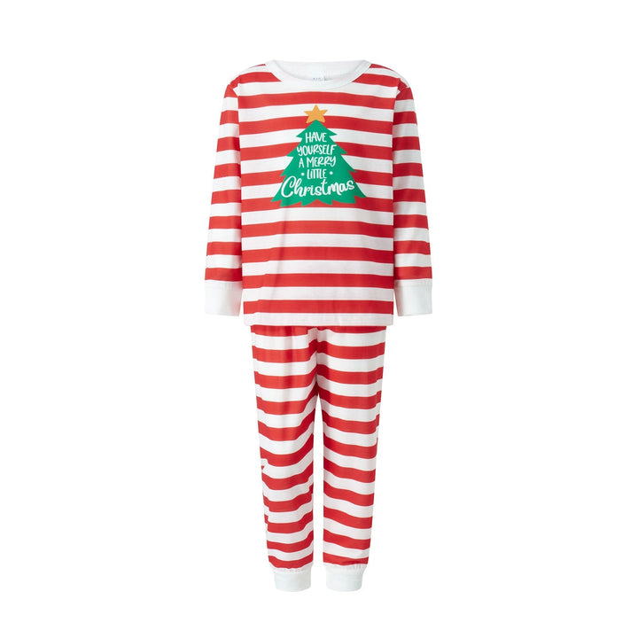 Conjuntos de pijamas familiares a juego con árbol de Navidad a rayas rojas y blancas