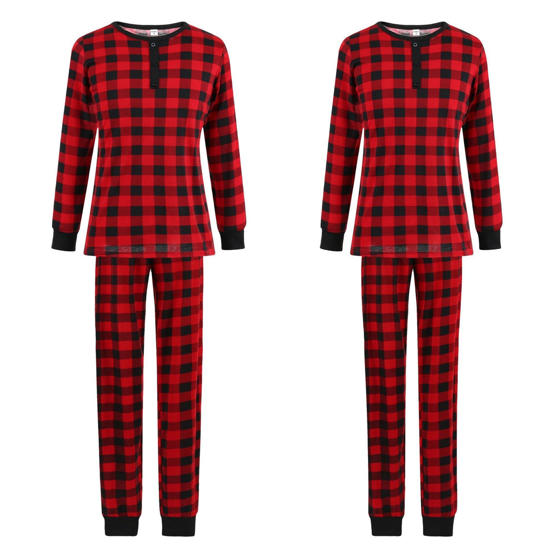 Kerst zwart-rode geruite familie bijpassende pyjamaset