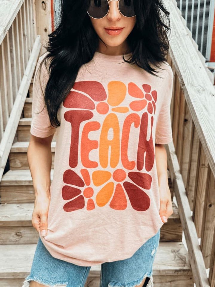 Teach - Met Fun Flower Petal Graphic T-shirt