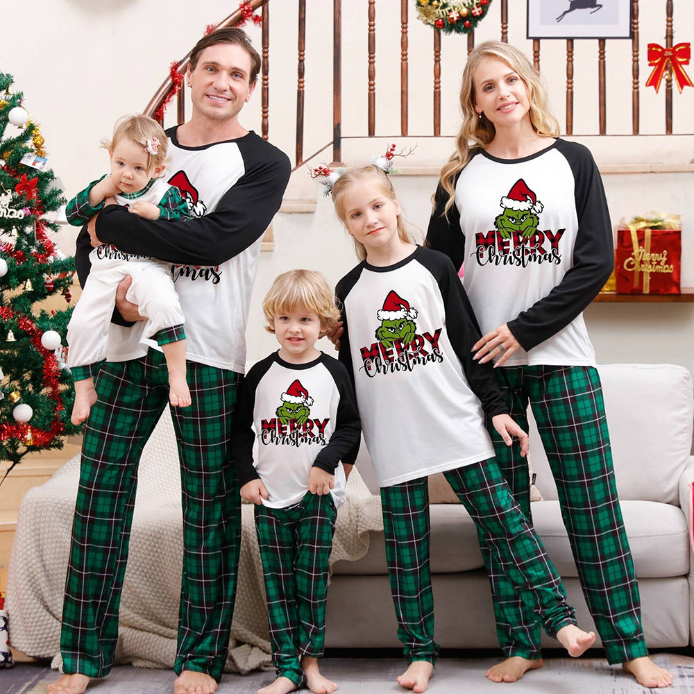 Crăciun Fericit Set de pijamale în carouri verzi și negre