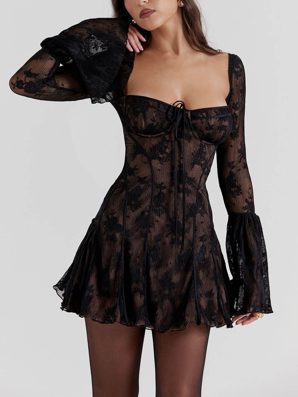 블랙 레이스 코르셋 드레스
