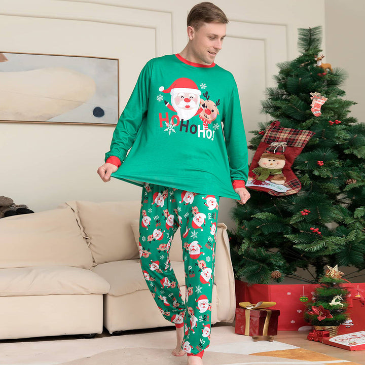 Χριστουγεννιάτικες οικογενειακές ασορτί πιτζάμες πράσινες πιτζάμες Άγιου Βασίλη