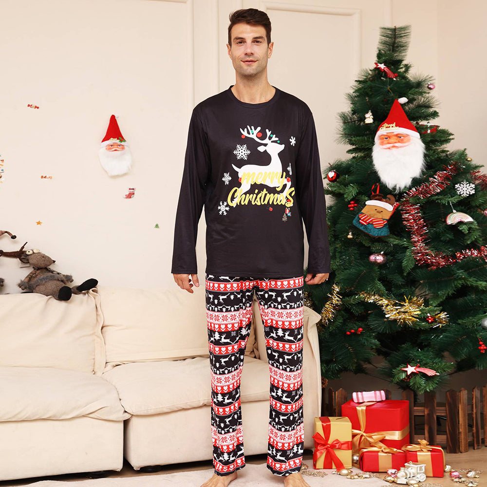 Ensemble de pyjamas assortis pour la famille de Noël Pyjama cerf noir