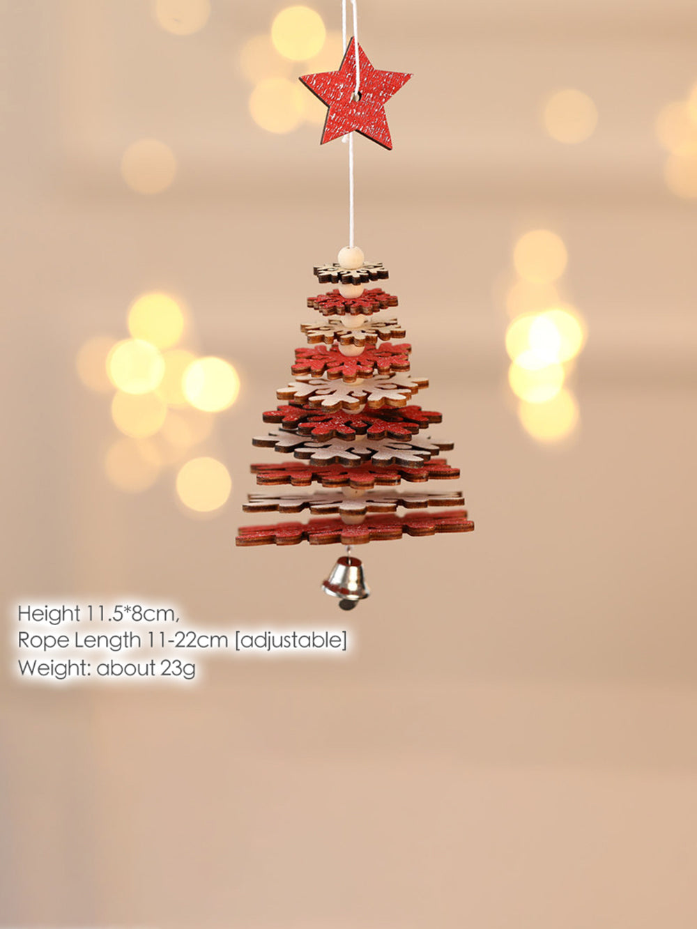 Χριστουγεννιάτικη νιφάδα χιονιού με πεντάκτινο αστέρι με μενταγιόν καμπάνα