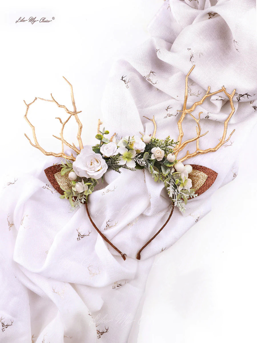 White & Sage Chrëschtdag Reindeer Headband | LikeMyChoice®