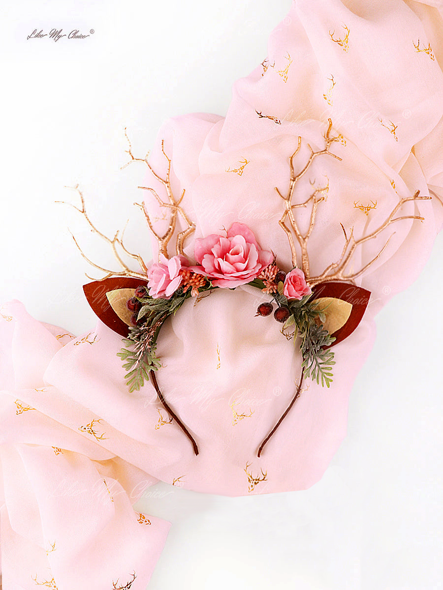 Pink Forest Christmas Reindeer Headband | LikeMyChoice