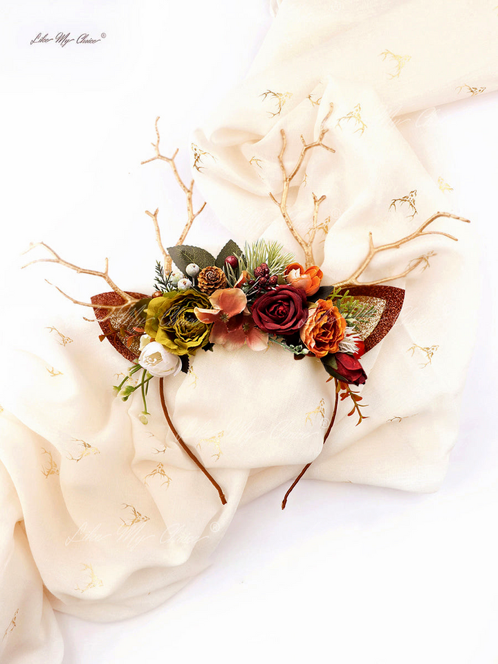 Sonnenënnergang Terracotta Chrëschtdag Reindeer Headband | LikeMyChoice®