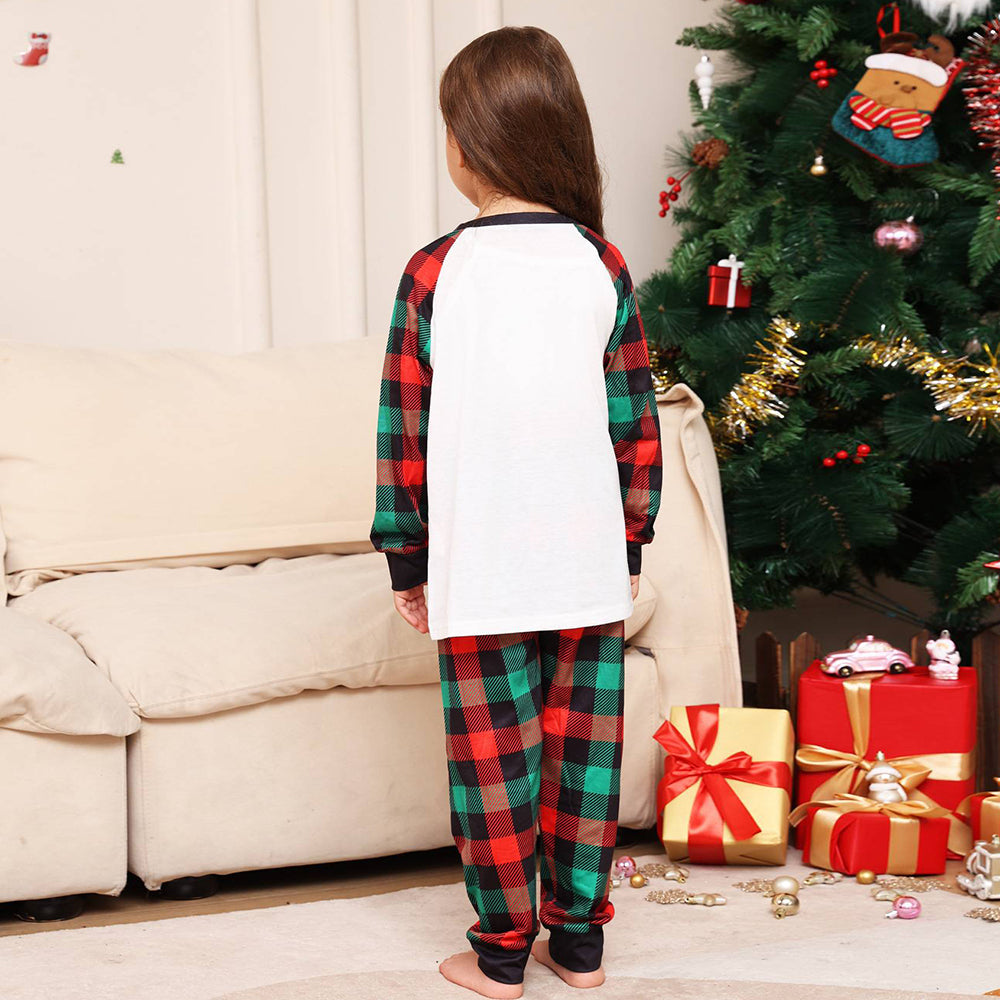 Set de pijamale asortate pentru familie de Crăciun Pijamale cu grilă verde