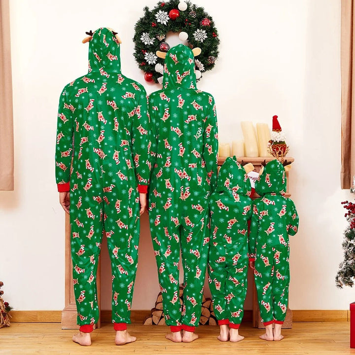 Flerfärgad Holiday Huva Familj Matchande Onesies Pyjamas