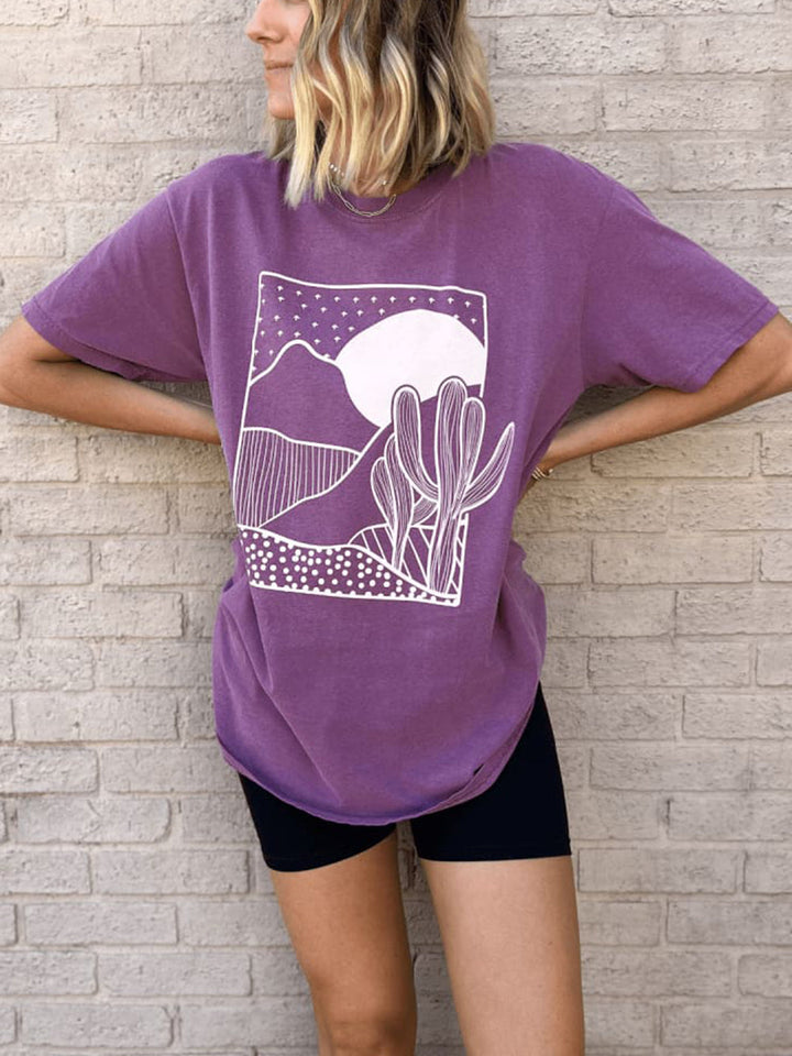 T-Shirt mit Wüstenszenen-Grafik, Beere